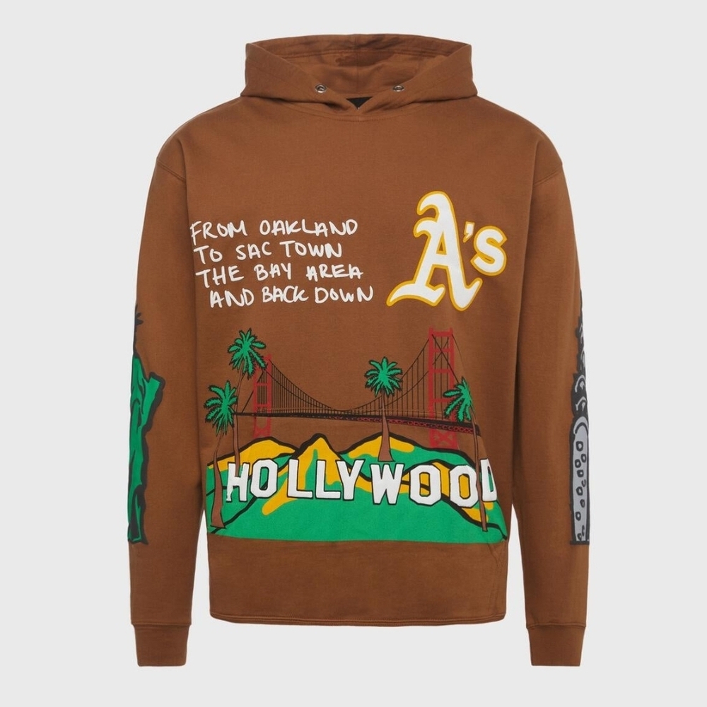 Homme Femme Cali to NYC Hoodie Men’s XL Puff Print Brown Long Sleeve